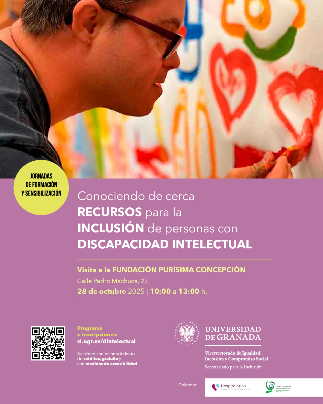 Jornada: Conociendo de cerca recursos para la inclusión de personas con discapacidad intelectual Cartel con datos básicos de la jornada