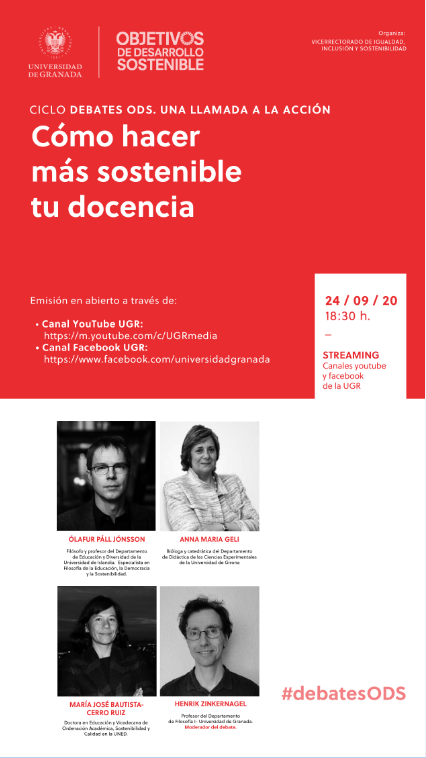 Debates ODS: “Cómo hacer más sostenible tu docencia”. Jueves 24 de septiembre, a las 18:30h 5º DEBATE ODS