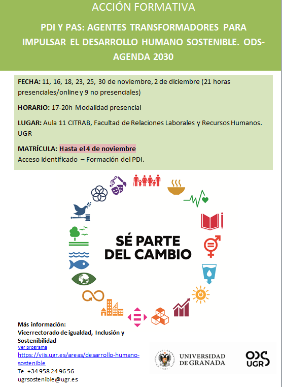 Curso de formación PDI y PAS Agentes transformadores para impulsar el desarrollo humano sostenible.