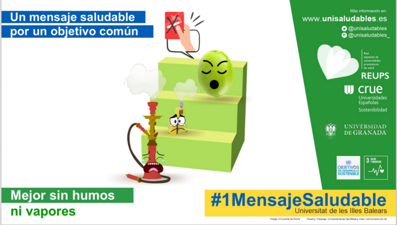 #1MensajeSaludable. Mejor sin humos ni vapores. Emoticono fumando
