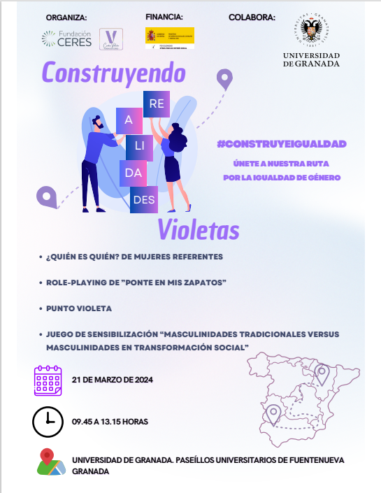 Cartel Construyendo realidades violetas