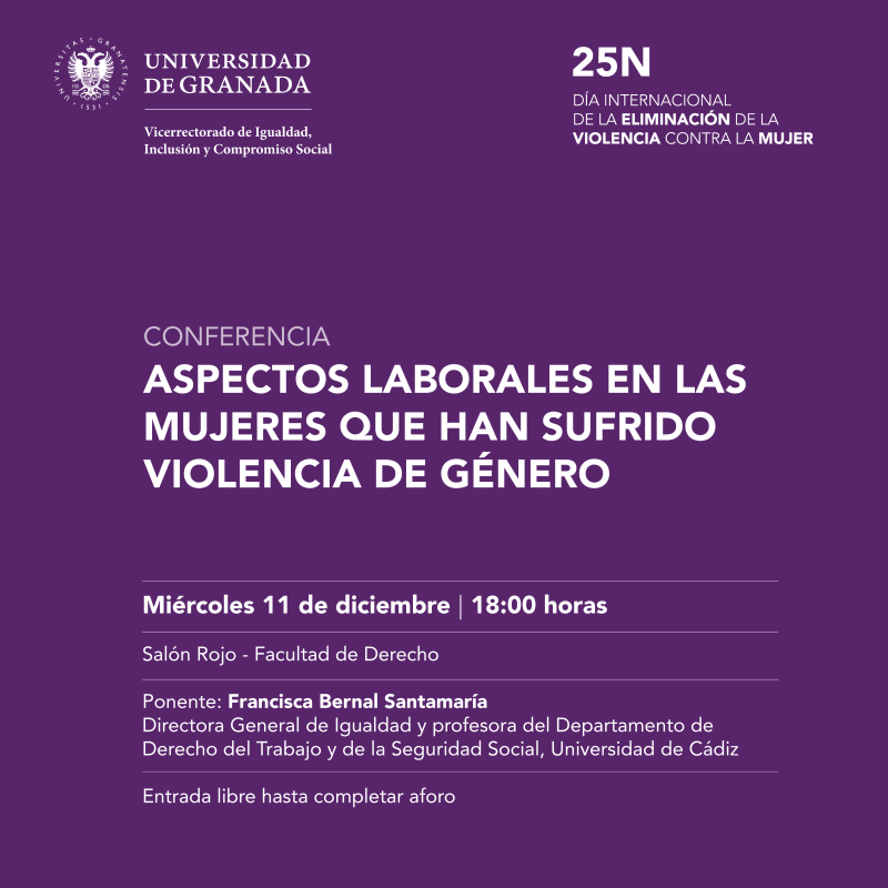 Conferencia 25N: Aspectos laborales en las mujeres que han sufrido violencia de género Conferencia 25N: Aspectos laborales en las mujeres que han sufrido violencia de género