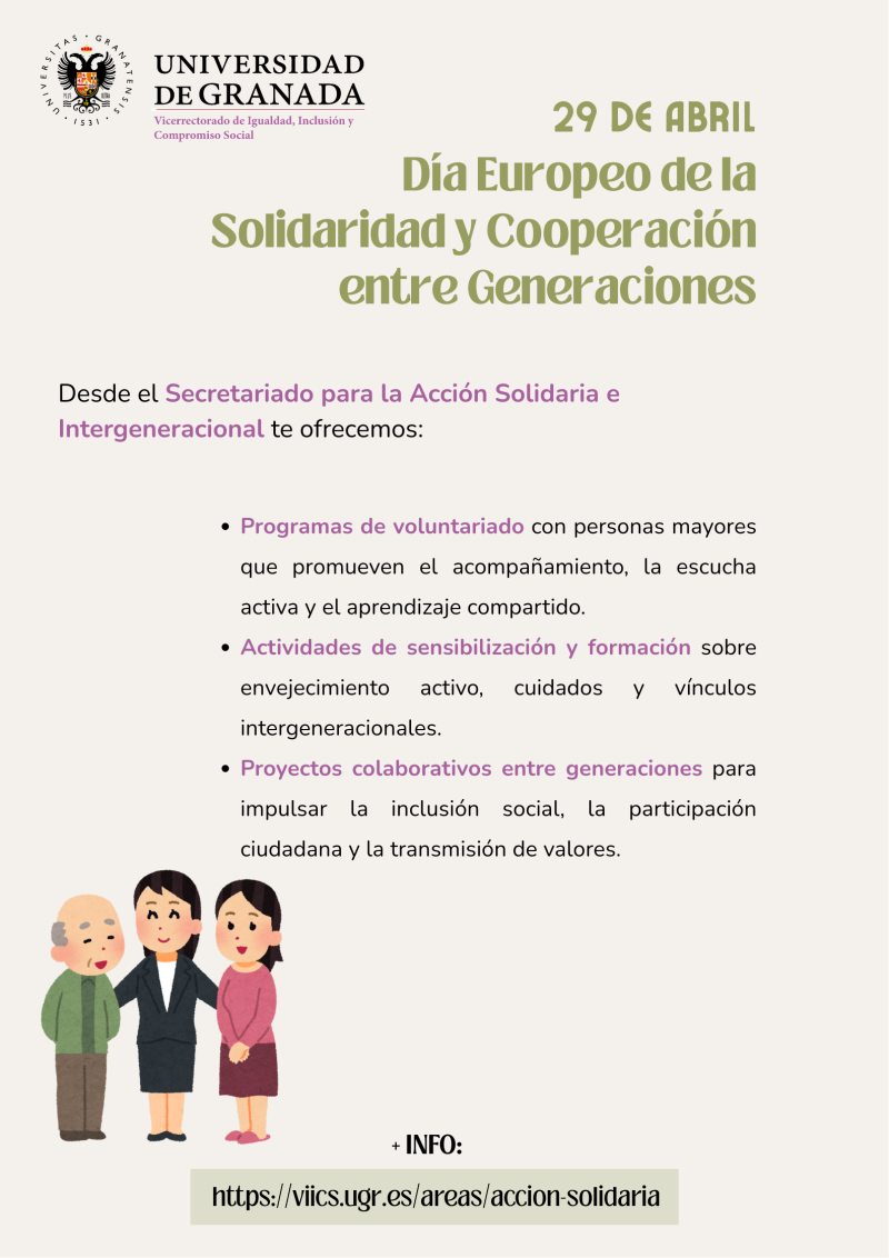 Día Europeo de la Solidaridad y Cooperación Entre Generaciones cartel dia europero de la solidaridad y cooperación entre generaciones