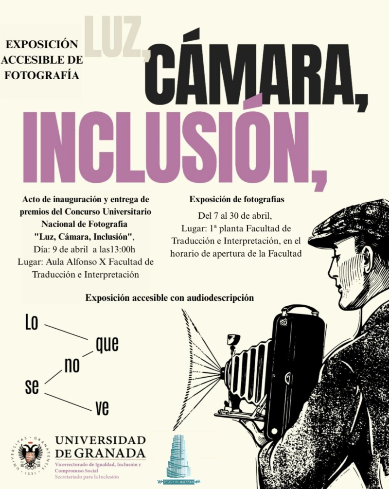 Exposición accesible Hombre con cámara de fotos